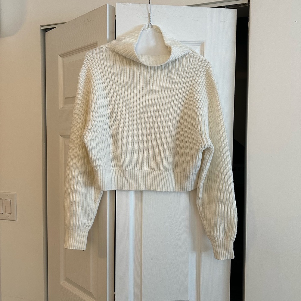 Aritzia, Wilfred, Montpellier, Cropped, Cozy White Knit Sweater